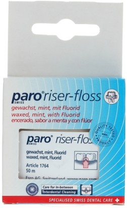 Зубная нить покрытая воском, 50м Paro riser flos/ Швейцария