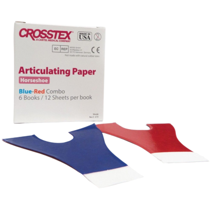 Артикуляционная бумага Crosstex - подкова, красная/синяя (1блок*12листов, 81мкм), Crosstex / США