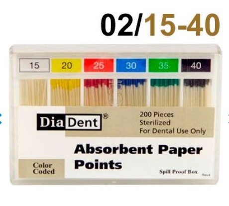 Бумажные штифты DiaDent 02 №15-40, (200шт), DiaDent / Корея