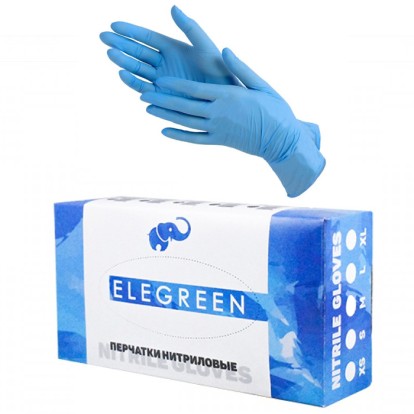 Перчатки Elegreen голубой (L) - нитриловые, текстурированные (50пар), Elegreen / Россия